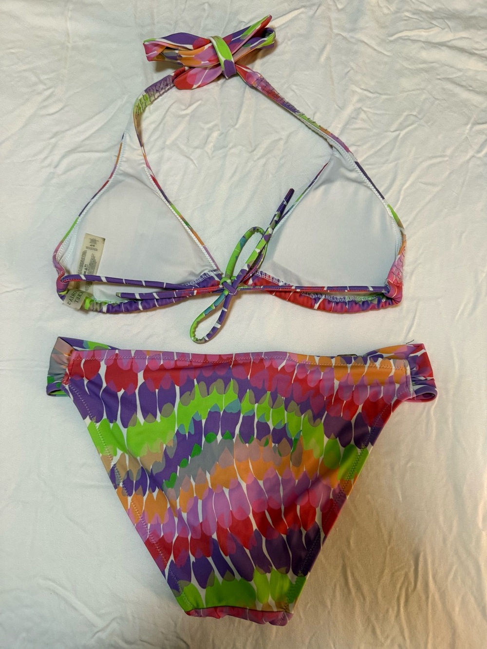 Vintage Y2K Victoria’s Secret Bikini Set Multicolor Sequin Tie Dye Halter S / M - Picture 4 of 7